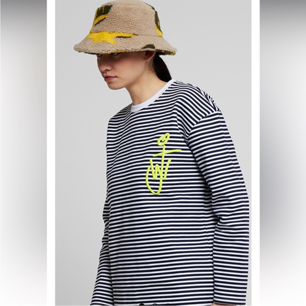 Authentic JW Anderson Logo Embroidered Stripe T-Shirt